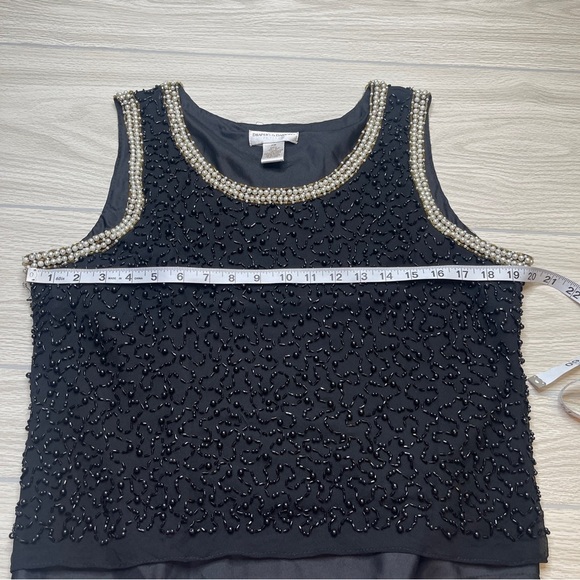 Draper’s & Damon’s Petites Black Sequins Faux Beaded Pearl Set Cardigan w/Top - Picture 13 of 16